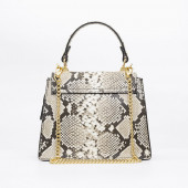 Geanta dama piele naturala cu textura sarpe DiAmanti Adele Snake Bej